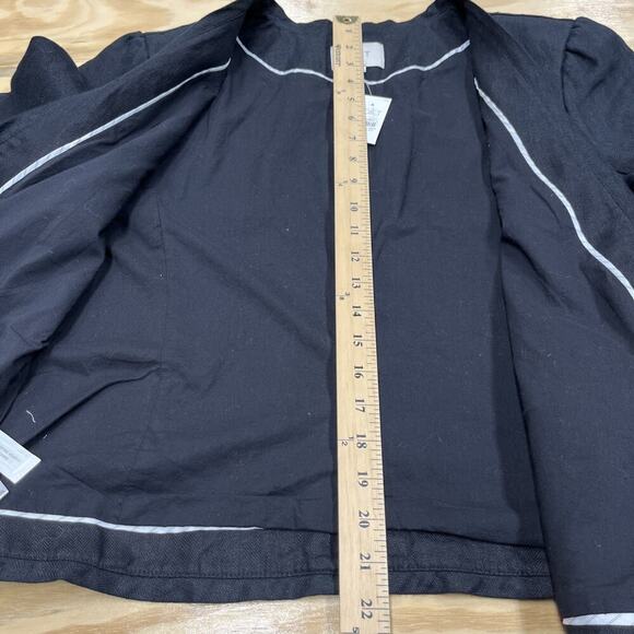 Ann Taylor Loft Linen Blazer Size XL Open Front Black Lined Office Career - Picture 11 of 12